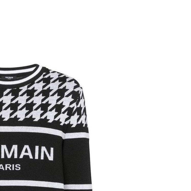Details for BALMAIN FW22 黑色標誌千鳥格羊毛針織毛衣 YH1KD000KC08-GAB
