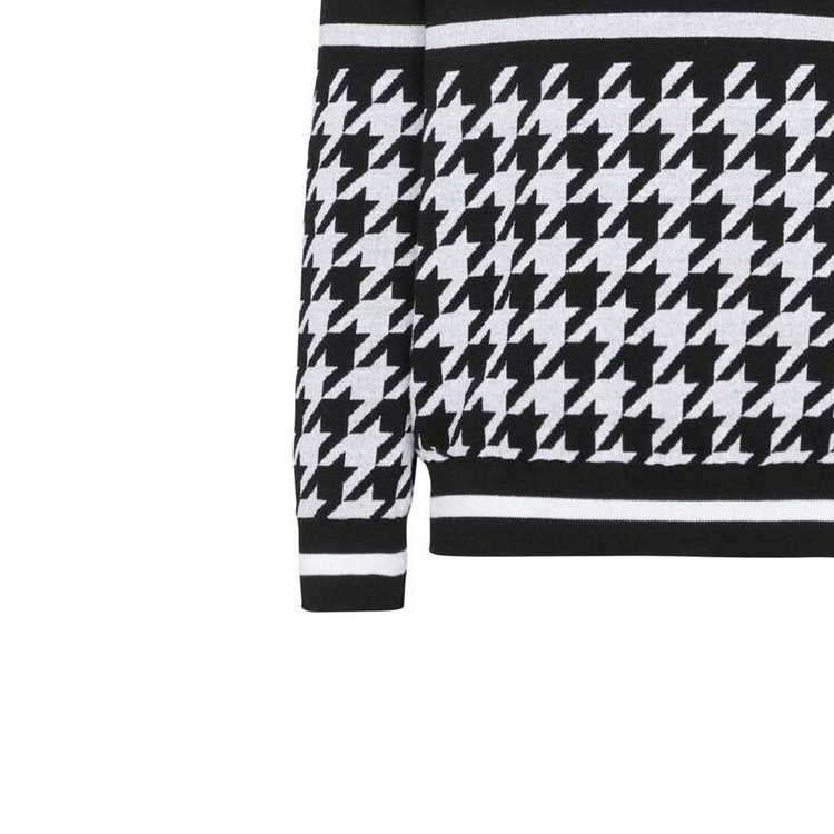 Sizing BALMAIN FW22 黑色標誌千鳥格羊毛針織毛衣 YH1KD000KC08-GAB