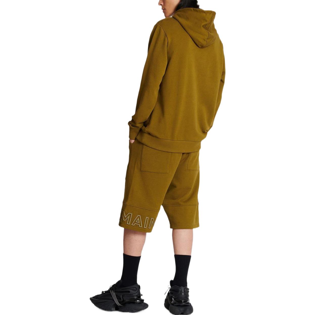 Shop 巴爾曼 FW22 橄欖綠字母印花休閒連帽衫 AH1JT046BC22-UEN