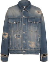 BALMAIN FW22 Single-Breasted Distressed Denim Jacket Blue YH1TC147DC396FC BALMAIN FW22 Single-Breasted Distressed Denim Jacket Blue YH1TC147DC396FC