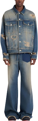 BALMAIN FW22 Jaket Denim Biru Single-Breasted Distressed YH1TC147DC396FC Lookbook BALMAIN FW22 Jaket Denim Biru Single-Breasted Distressed YH1TC147DC396FC