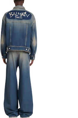 BALMAIN FW22 Jaket Denim Biru Single-Breasted Distressed YH1TC147DC396FC Shop BALMAIN FW22 Jaket Denim Biru Single-Breasted Distressed YH1TC147DC396FC