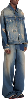 BALMAIN FW22 Jaket Denim Biru Single-Breasted Distressed YH1TC147DC396FC Purchase BALMAIN FW22 Jaket Denim Biru Single-Breasted Distressed YH1TC147DC396FC