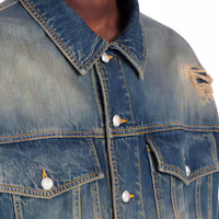 Details for BALMAIN FW22 Single-Breasted Distressed Denim Jacket Blue YH1TC147DC396FC