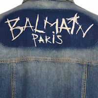 Cheap BALMAIN FW22 Single-Breasted Distressed Denim Jacket Blue YH1TC147DC396FC
