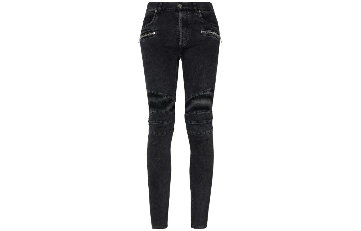BALMAIN FW22  Slim Fit Black Jeans with Zipper Details. JVM1600312501874