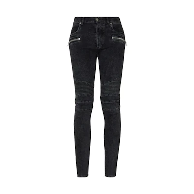 BALMAIN FW22 Slim Fit Black Jeans with Zipper Details. JVM1600312501874