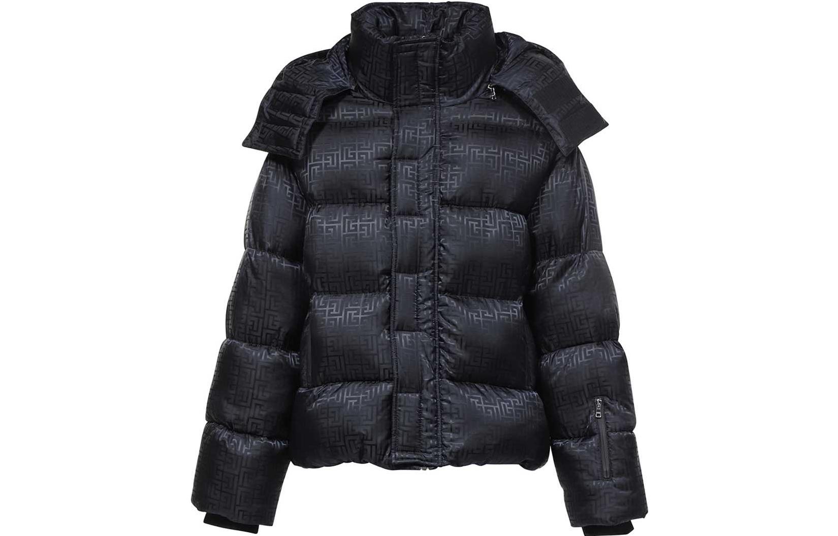 Balmain FW22 All-Over Logo Striped Zip Jacket Black YH2TP110XB11-EAP