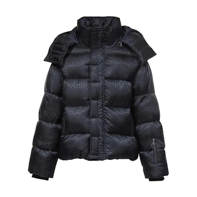 Balmain FW22 All-Over Logo Striped Zip Jacket Black YH2TP110XB11-EAP