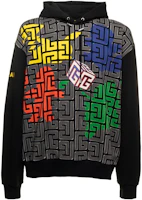 Balmain FW22 All-Over Pattern Patchwork Hoodie Black YH3JT080GB42EAH Balmain FW22 All-Over Pattern Patchwork Hoodie Black YH3JT080GB42EAH
