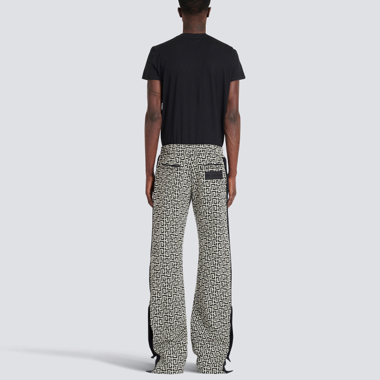 Lookbook BALMAIN FW22 All-Over Print Wide-Leg Pants Black  Casual Trousers YH1OB151JB22GFE