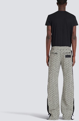 BALMAIN FW22 All-Over Print Wide-Leg Pants Black Casual Trousers YH1OB151JB22GFE Lookbook BALMAIN FW22 All-Over Print Wide-Leg Pants Black Casual Trousers YH1OB151JB22GFE