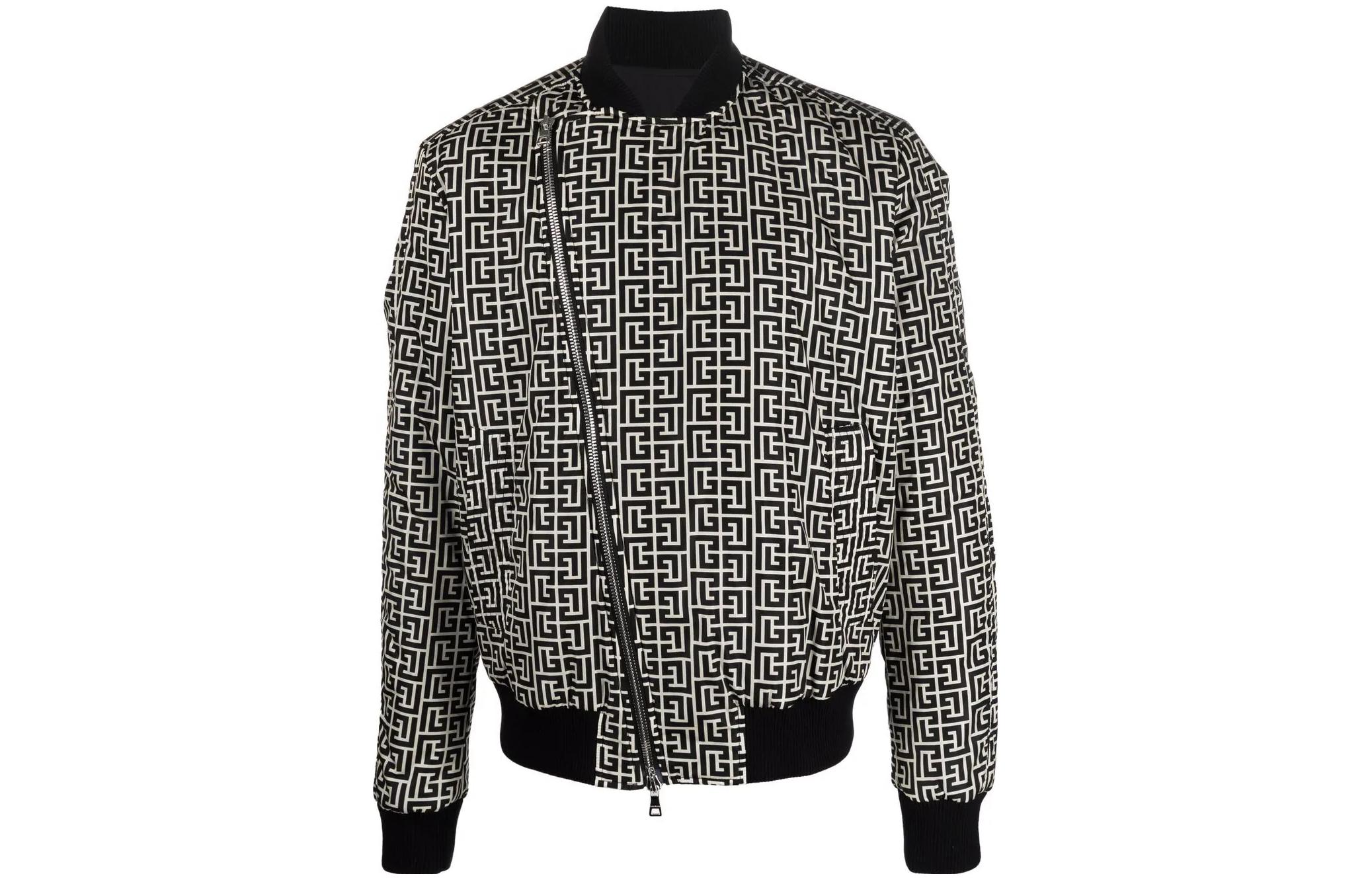 Balmain FW22 All-Over Print Zip-Up Bomber Jacket Black () XH1TF087XB50-GFE