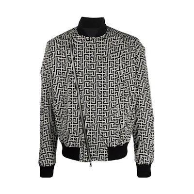 Balmain FW22 All-Over Print Zip-Up Bomber Jacket Black () XH1TF087XB50-GFE