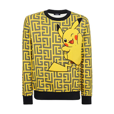 Balmain FW22 Anime Print Pullover Sweatshirt Yellow YH3JQ040GB41