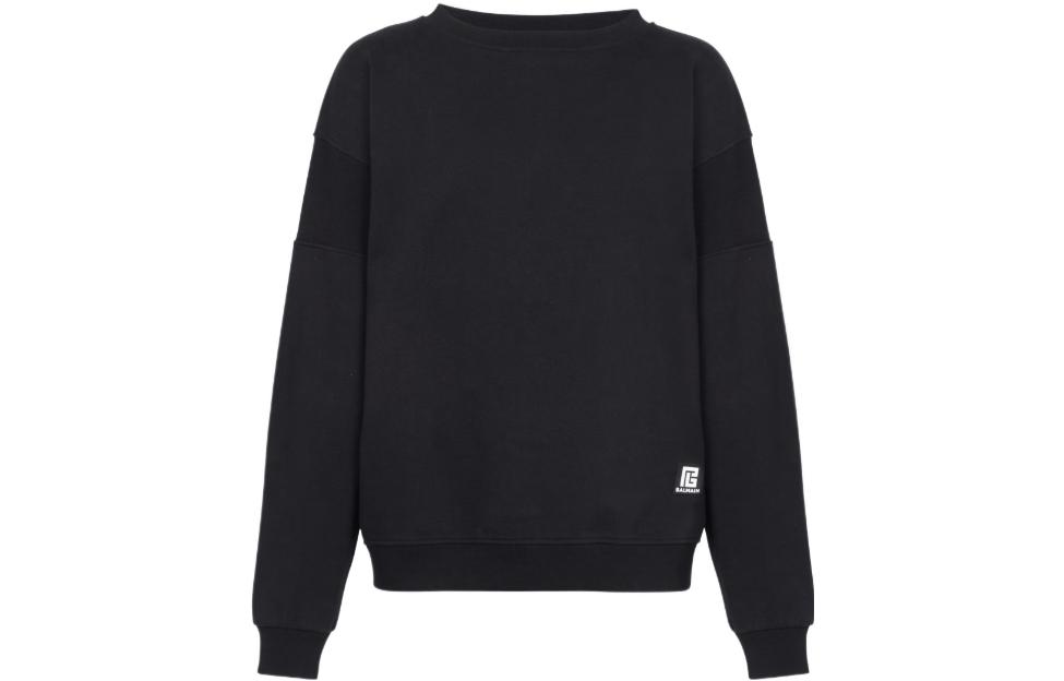 Balmain FW22 Black Cotton Crewneck Sweatshirt Mens YH1JS047BB16-EAB
