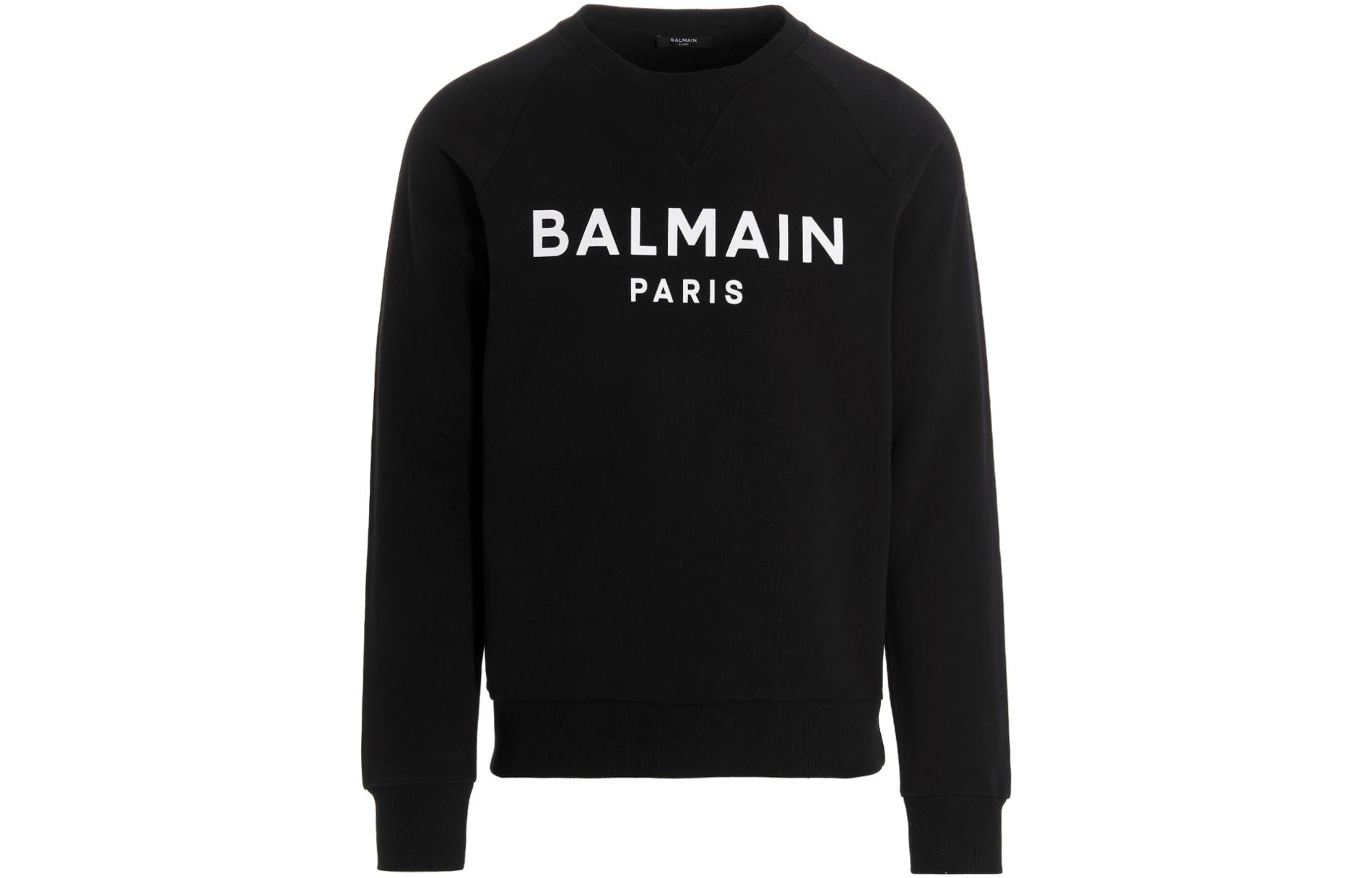 Balmain FW22 Black Crewneck Sweatshirt with Letter Print Design YH0JQ005BB65EAB