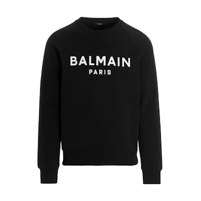Balmain FW22 Black Crewneck Sweatshirt with Letter Print Design YH0JQ005BB65EAB