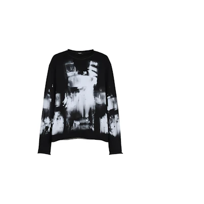 Balmain FW22 Black Graphic Crewneck Sweatshirt YH0JQ042GB95-EED