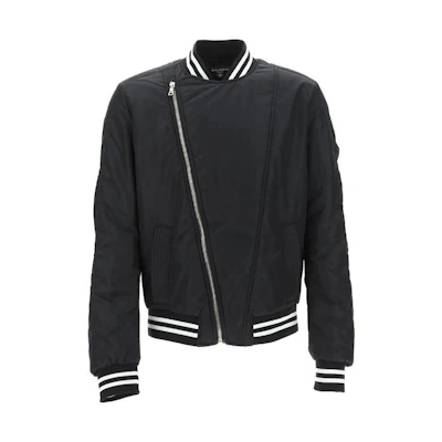 Balmain FW22 Black Letter Logo Print Striped Trim Long Sleeve Jacket Men YH1TF086XB270PA