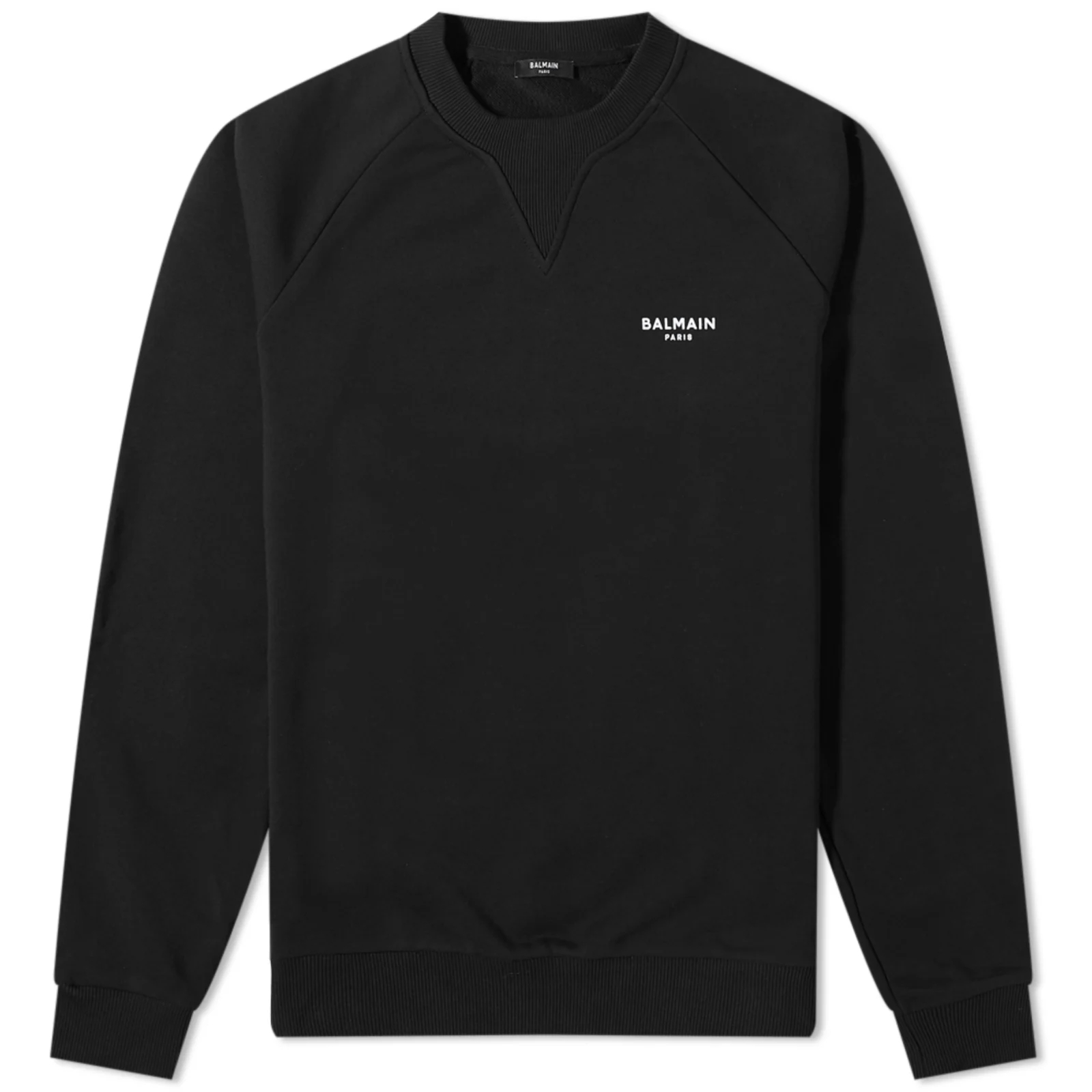 BALMAIN FW22 Black Logo Print Crewneck Pullover Sweatshirt for Men. XH0JQ005BB04-EAB