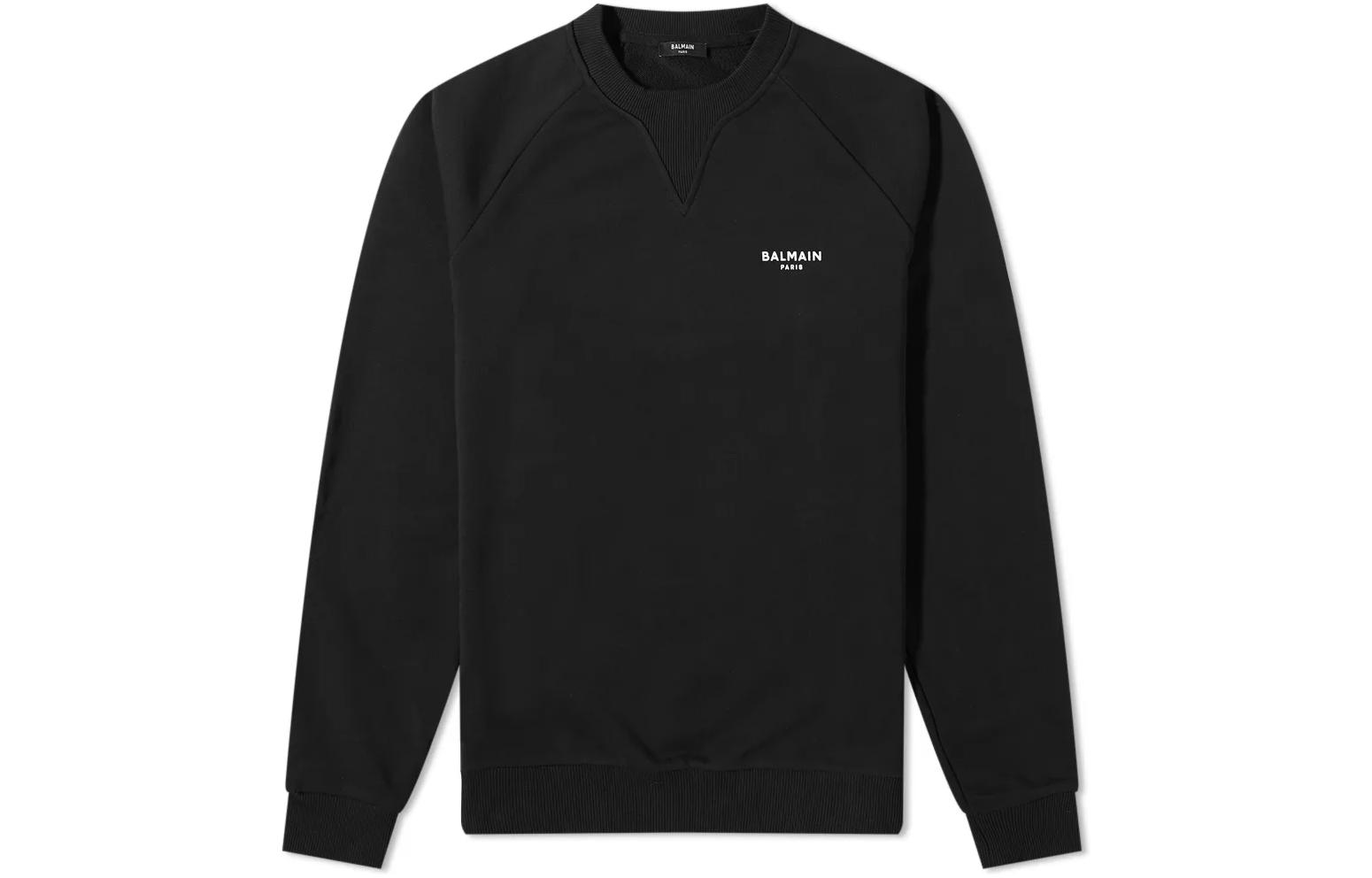 Order BALMAIN FW22 Black Logo Print Crewneck Pullover Sweatshirt for Men. XH0JQ005BB04-EAB