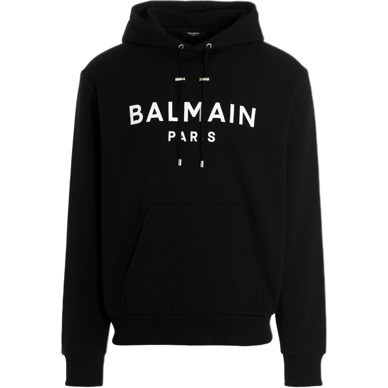 Balmain FW22 Black Logo Print Hoodie YH1JR002BB65EAB