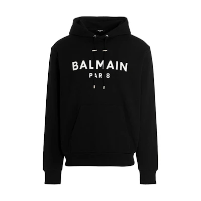 Balmain FW22 Black Logo Print Hoodie YH1JR002BB65EAB