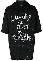 Balmain FW22 Black Short-Sleeve Hoodie with Letter Print YH1JL001GB67EAB Balmain FW22 Black Short-Sleeve Hoodie with Letter Print YH1JL001GB67EAB