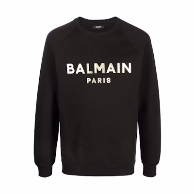 Balmain FW22 Black Sweatshirt with Solid Color Logo Print YH1JQ005BB29EAD
