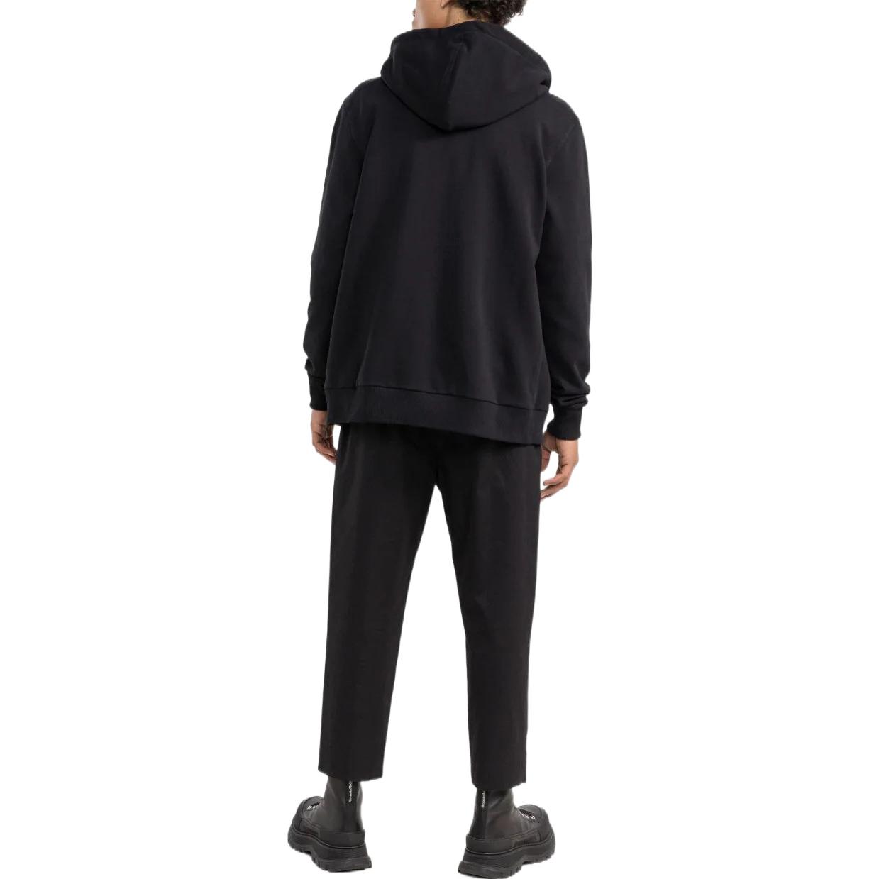 Shop BALMAIN FW22 Jaket Hoodie Hitam Berzip dengan Logo Cetak untuk Lelaki. YH1JX000BB04000EAB