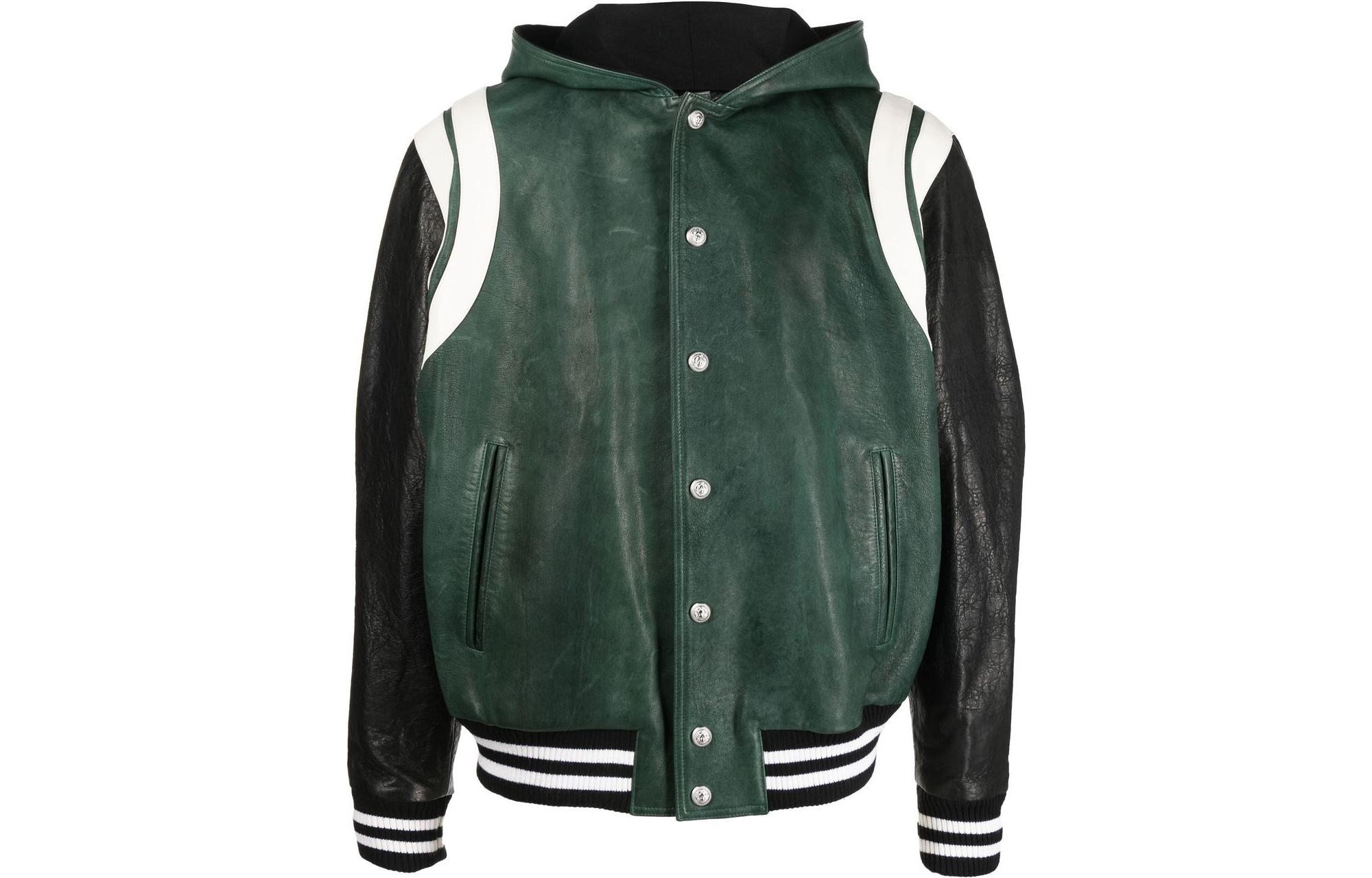 Balmain FW22 Colorblock Hooded Bomber Jacket YH1TF072LB58UDD