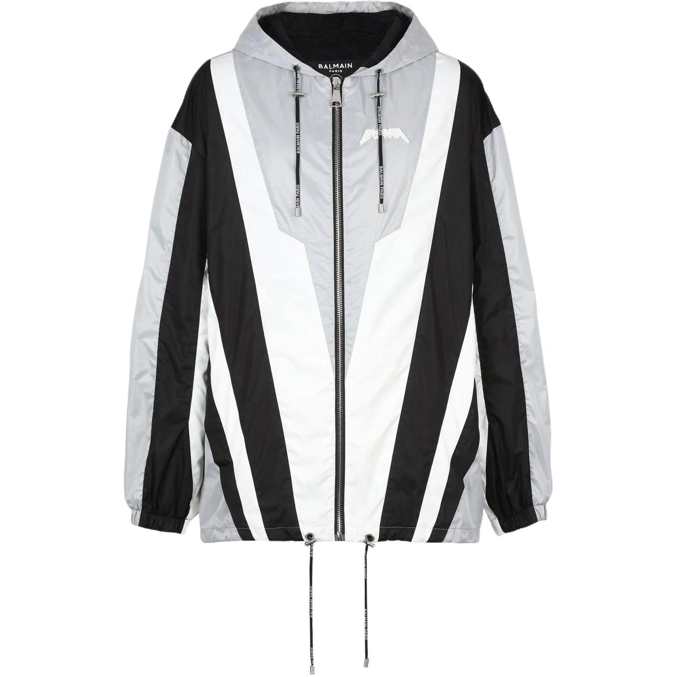 Balmain FW22 Colorblock Patch Drawstring Hooded Jacket Men YH0TG130XD25EEE