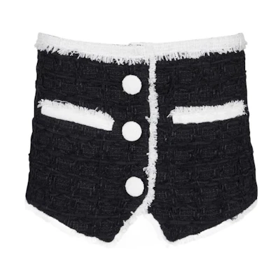 BALMAIN FW22 Contrast Button Pocket Short Skirt Black AF1LA050XC09-EAB
