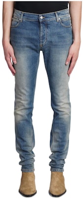BALMAIN FW22 Jeans Slim Fit Lelaki Biru Distressed YH1MG000DC386FC Order BALMAIN FW22 Jeans Slim Fit Lelaki Biru Distressed YH1MG000DC386FC