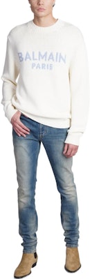 BALMAIN FW22 Jeans Slim Fit Lelaki Biru Distressed YH1MG000DC386FC Lookbook BALMAIN FW22 Jeans Slim Fit Lelaki Biru Distressed YH1MG000DC386FC