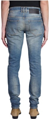 BALMAIN FW22 Jeans Slim Fit Lelaki Biru Distressed YH1MG000DC386FC Shop BALMAIN FW22 Jeans Slim Fit Lelaki Biru Distressed YH1MG000DC386FC