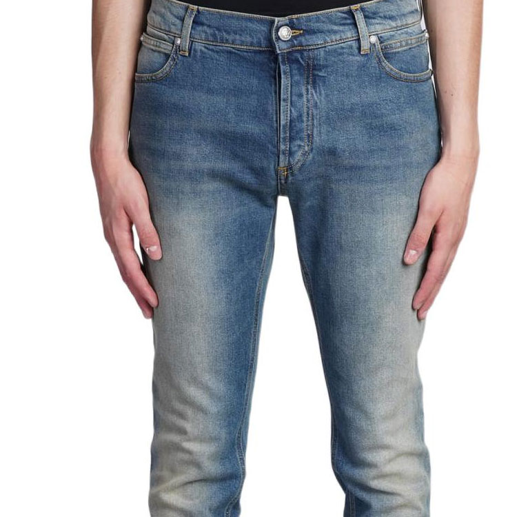 Details for BALMAIN FW22 Jeans Slim Fit Lelaki Biru Distressed YH1MG000DC386FC