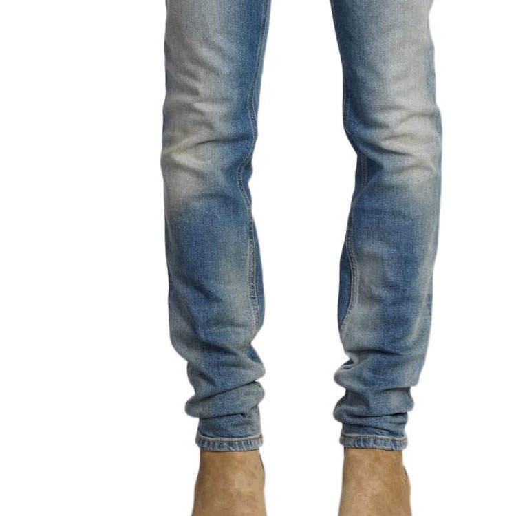 Sizing BALMAIN FW22 Jeans Slim Fit Lelaki Biru Distressed YH1MG000DC386FC