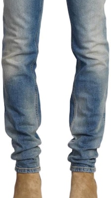 BALMAIN FW22 Jeans Slim Fit Lelaki Biru Distressed YH1MG000DC386FC Sizing BALMAIN FW22 Jeans Slim Fit Lelaki Biru Distressed YH1MG000DC386FC