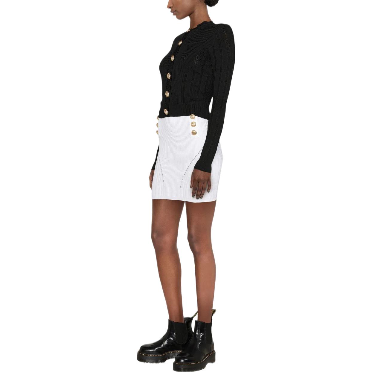 Purchase 발망 FW22 더블 브레스트 피티드 미디 스커트 화이트. YF0LB192KB390FA