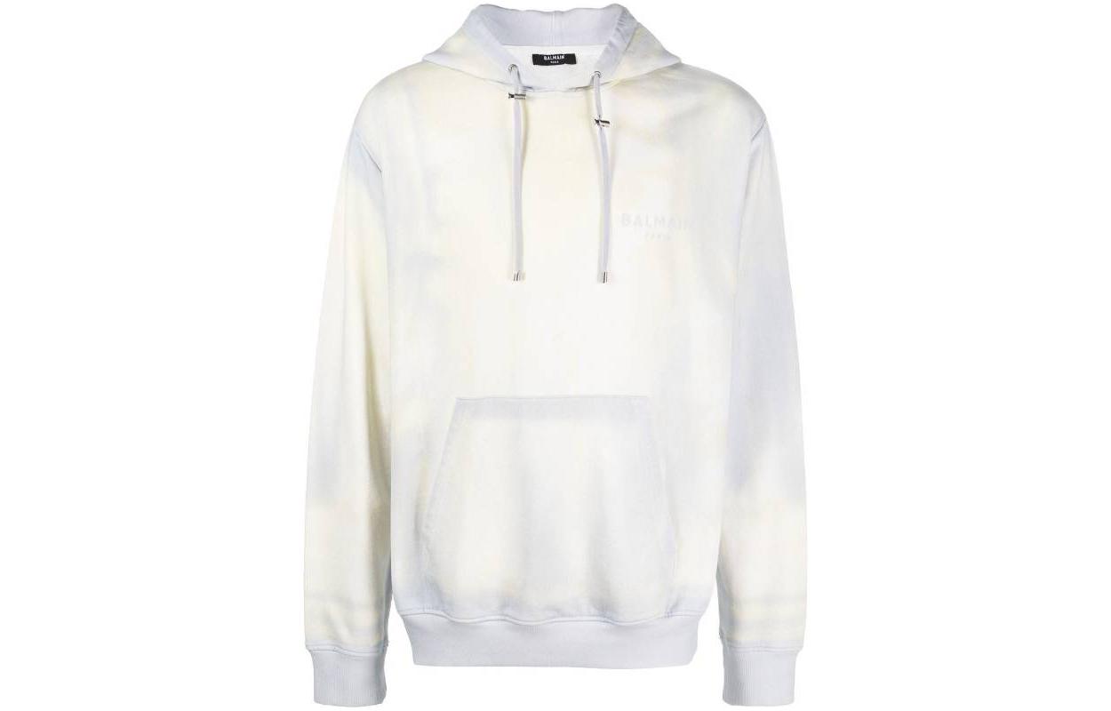 Balmain FW22 Faded Logo Print Hoodie White YH0JR002GB91SEI