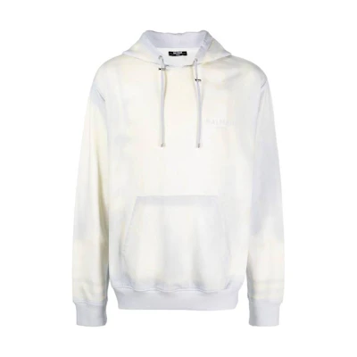 Balmain FW22 Faded Logo Print Hoodie White YH0JR002GB91SEI