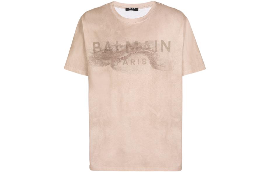 Buy BALMAIN FW22 Gold Letter Print Short Sleeve T-Shirt  Fashion Tee AH1EG010GC61-WDV