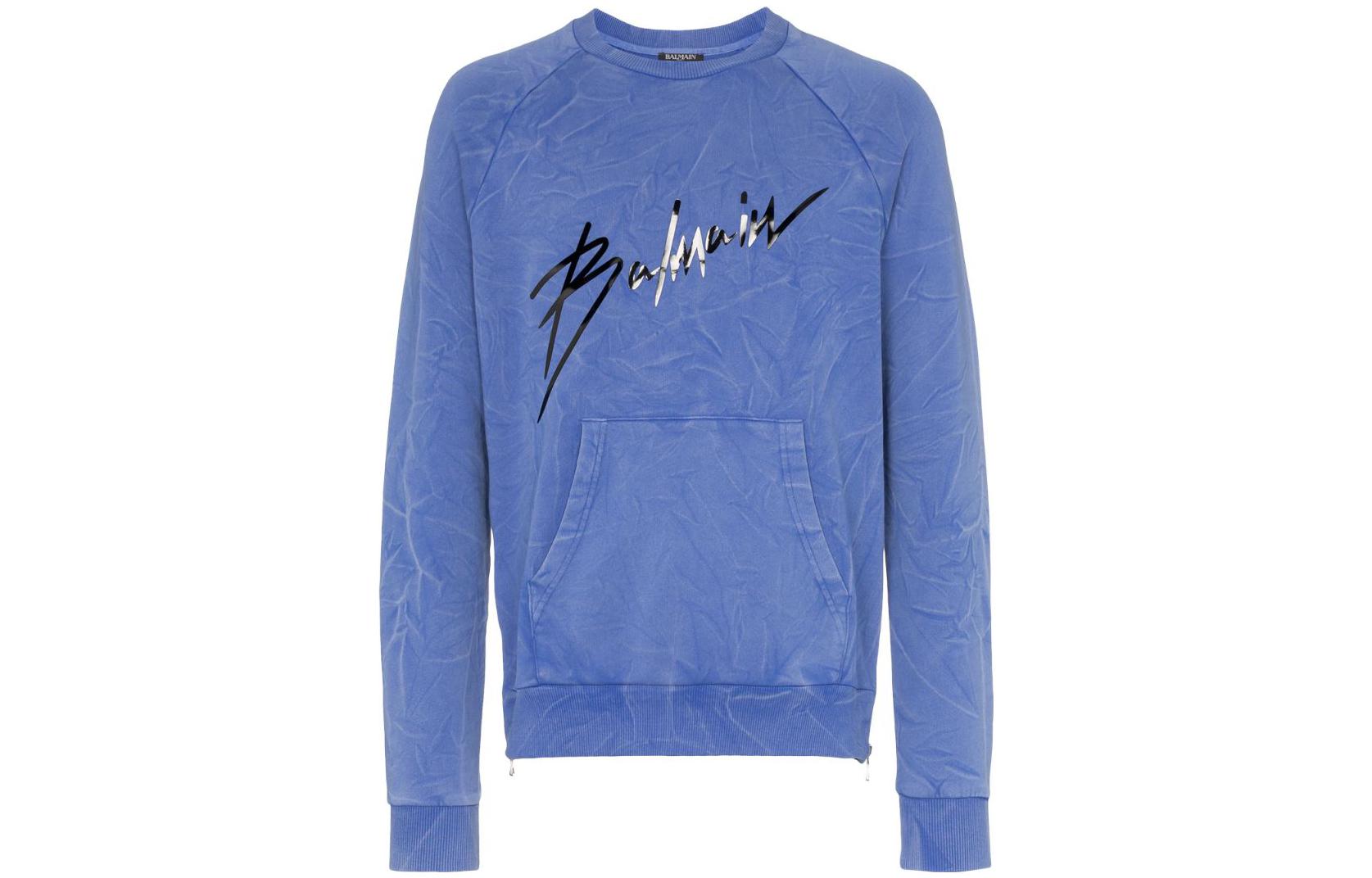Balmain FW22 Gradient Logo Print Loose Fit Sweatshirt Men’s Blue RH13102J928-6KC