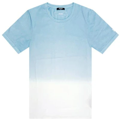 BALMAIN FW22 Gradient Print Short Sleeve T-Shirt Men’s Light Blue TH01601J039-SBK Order BALMAIN FW22 Gradient Print Short Sleeve T-Shirt Men’s Light Blue TH01601J039-SBK