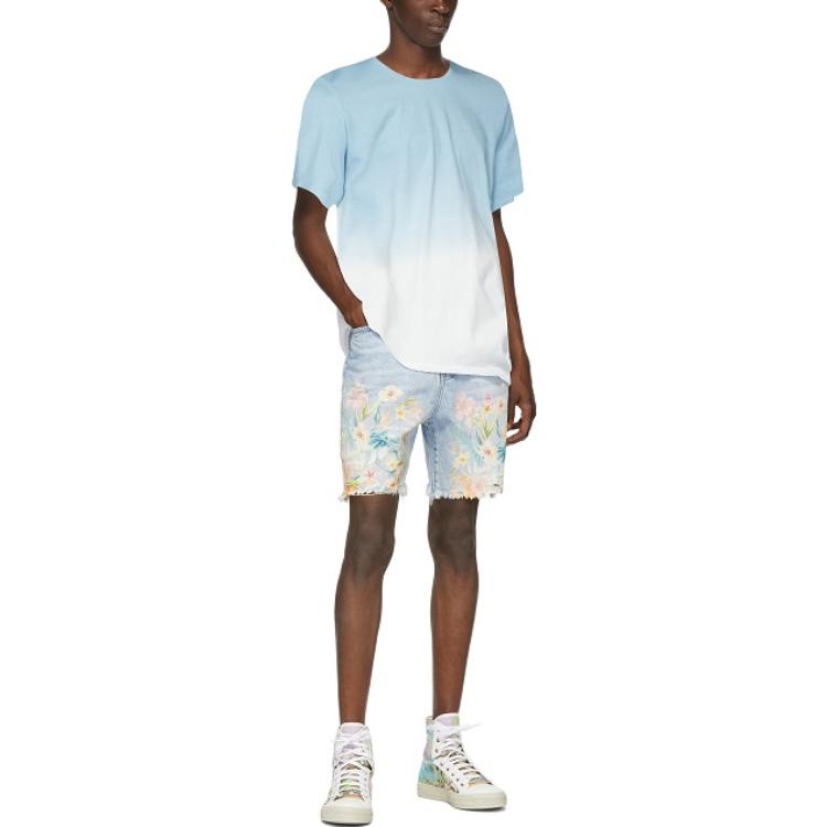 BALMAIN FW22 Gradient Print Short Sleeve T-Shirt Men’s Light Blue TH01601J039-SBK 圖 3