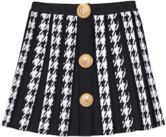 BALMAIN FW22 Houndstooth Pleated Mini Skirt Black YF1LB479KC23-EAB BALMAIN FW22 Houndstooth Pleated Mini Skirt Black YF1LB479KC23-EAB