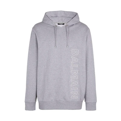 Balmain FW22 Letter Print Hoodie Grey Men’s Casual Pullover AH1JT046BC22-YDU