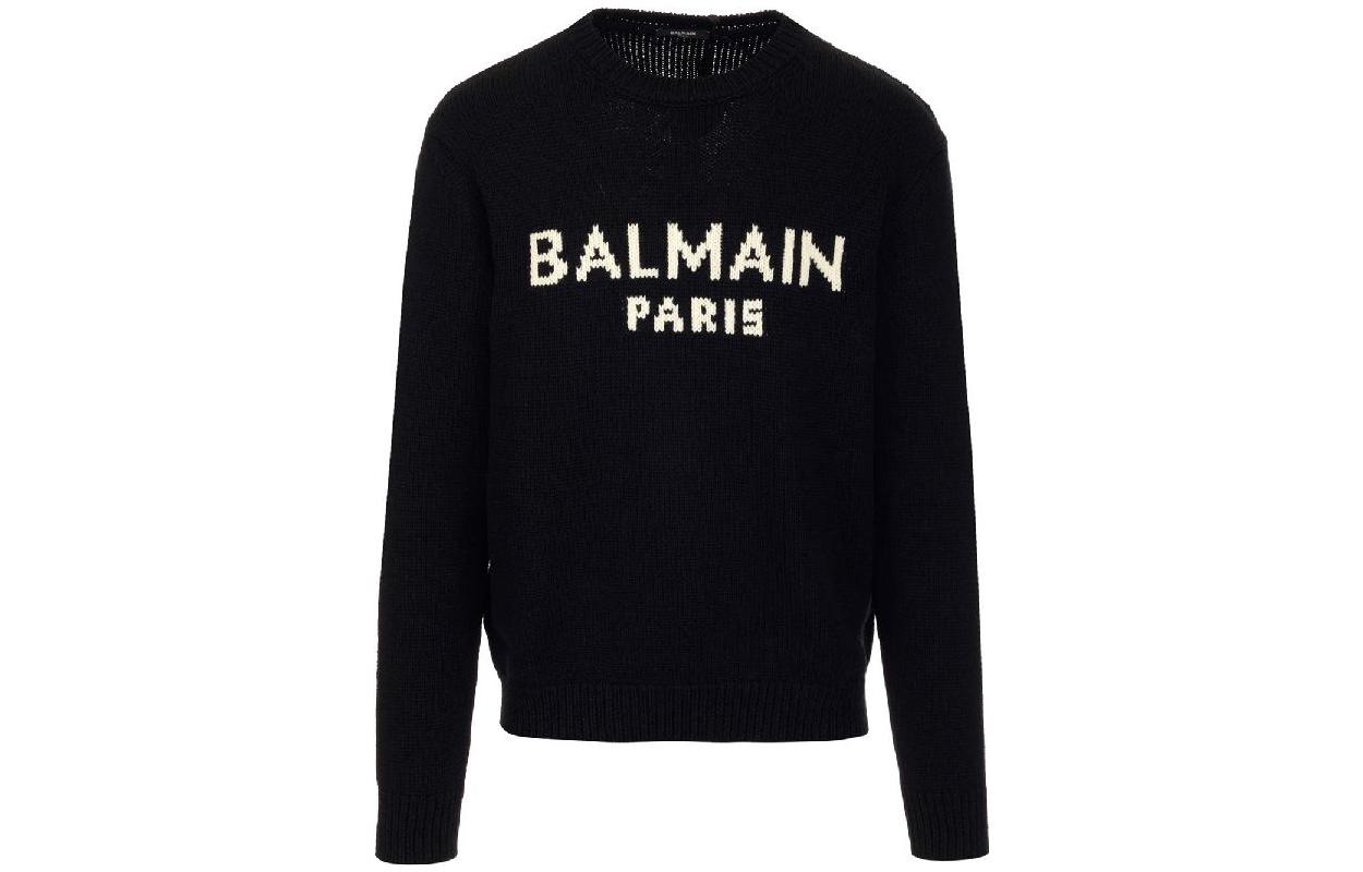 BALMAIN FW22 Logo Crewneck Sweater Black YH1KD000KB13EAB